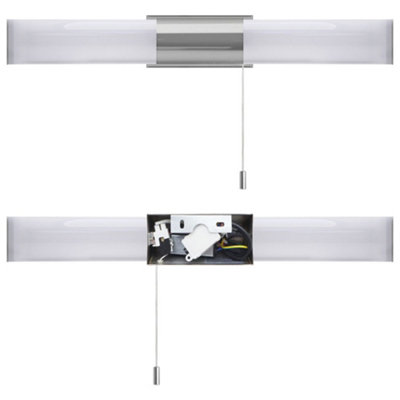 8w LED Bathroom Frosted Mirror Wall Light With Pull Cord Cool White ...