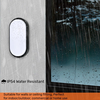 8W Oval LED Bulkhead Light, Without Sensor, IP54 Waterproof, 650 Lumens ...
