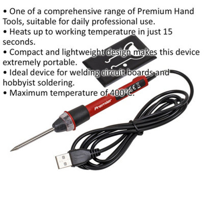 8W USB Soldering Iron - 400 degree C in 15 Seconds - Portable Laptop PC ...