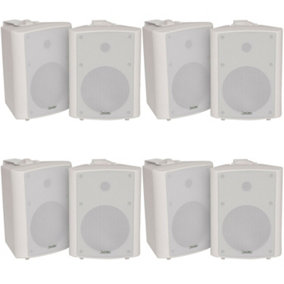 8x 120W White Wall Mounted Stereo Speakers 6.5" 8Ohm Premium Home Audio Music
