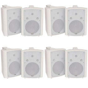 8x 180W White Wall Mounted Stereo Speakers 8" 8Ohm LOUD Premium Audio & Music
