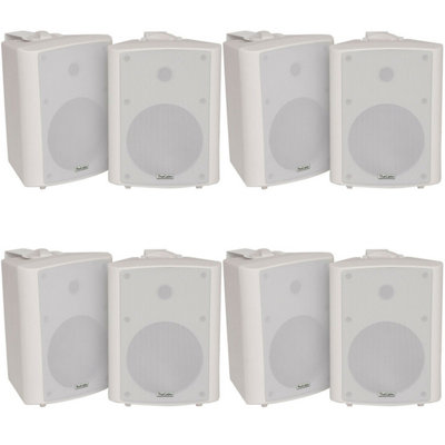 8x 90W White Wall Mounted Stereo Speakers 5.25" 8Ohm Quality Home Audio Music