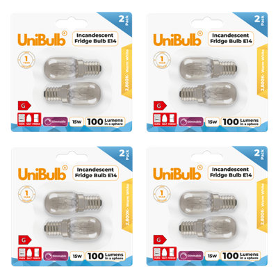 8x UniBulb Pygmy E14 100lm 15W 2800K (Warm White) Incandescent Dimmable ...