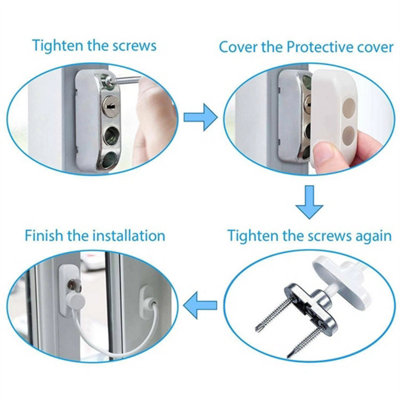 8x UPVC Window Restrictor Safety Cable Lock Wire kids Child Security ...