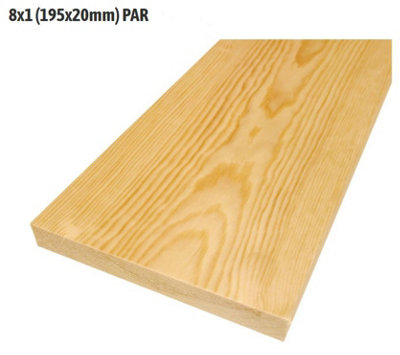 8x1 Planed All Round Timber Boards 195mm x 19mm x 2400mm. 3 Lengths In ...