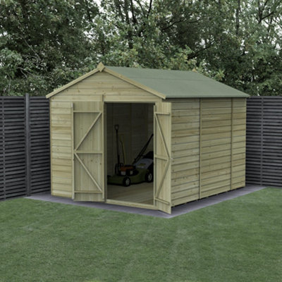8x10 Apex Shed Beckwood Shed 25yr Guarantee Shiplap Pressure Treated - No Windows - Double Door