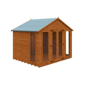 8x10 Contemporary Summerhouse 12mm Shed - L235 x W295 x H257.7 cm - Solid Wood/Softwood/Pine - Burnt Orange