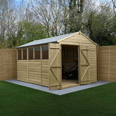 8x12 Apex Shed Beckwood Shed 25yr Guarantee Shiplap Pressure Treated- 6 Windows - Double Door
