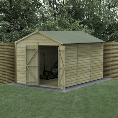 8x12 Apex Shed Beckwood Shed 25yr Guarantee Shiplap Pressure Treated - No Windows - Double Door
