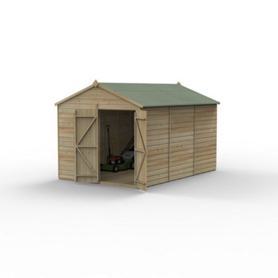 8x12 Apex Shed Beckwood Shed 25yr Guarantee Shiplap Pressure Treated - No Windows - Double Door