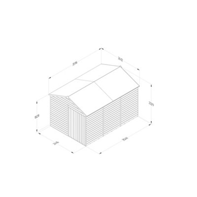 8x12 Apex Shed Beckwood Shed 25yr Guarantee Shiplap Pressure Treated - No Windows - Double Door