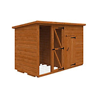 8x4 Animal House & Run 12mm Shed - L115 x W115 x H157.5 cm - Solid Wood/Softwood/Pine - Burnt Orange