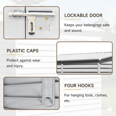 8x4 ft Lean To Metal Shed Garden Storage Shed with Lockable Door White