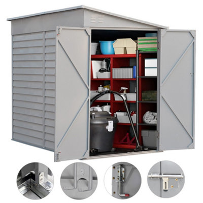 8x4 ft Lean To Metal Shed Garden Storage Shed with Lockable Door White