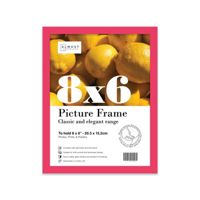 8x6 Bright Pink Picture Frame (15.2 x 20.3cm) Poster, Photo, Artwork, Gallery Wall or Print