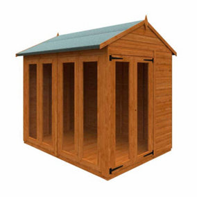 8x6 Flex Apex Full Pane Summerhouse 12mm Flex - L238.8 x W175 x H23.32 cm - Solid Wood/Softwood/Pine - Burnt Orange