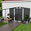 8x6 ft Apex Metal Shed Garden Storage Shed Double Door with Garden Canopy