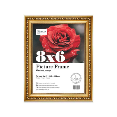 8x6 Gold Ornate Picture Frame (15.2 x 20.3cm) Poster, Photo, Artwork, Gallery Wall or Print