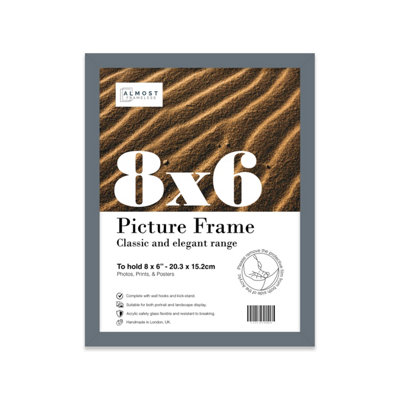 8x6 Grey Picture Frame (15.2 x 20.3cm) Poster, Photo, Artwork, Gallery Wall or Print