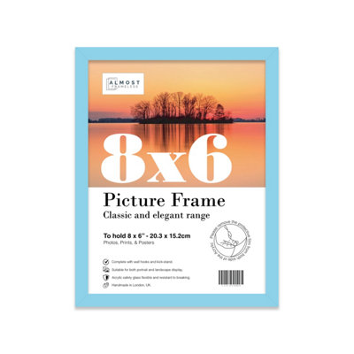 8x6 Light Blue Picture Frame (15.2 x 20.3cm) Poster, Photo, Artwork, Gallery Wall or Print