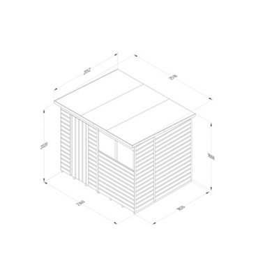 8x6 Pent Shed Beckwood Shed 25yr Guarantee Shiplap Pressure Treated - 2 Windows