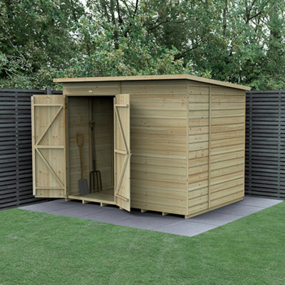 8x6 Pent Shed Beckwood Shed 25yr Guarantee Shiplap Pressure Treated - No Windows - Double Door