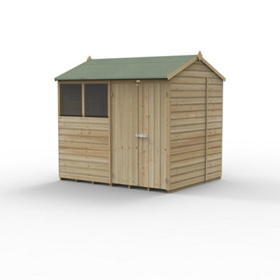 8x6 Reverse Apex Shed Beckwood 25yr Guarantee Shiplap Pressure Treated - 2 Windows - Double Door