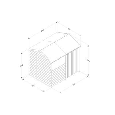8x6 Reverse Apex Shed Beckwood 25yr Guarantee Shiplap Pressure Treated - 2 Windows - Double Door