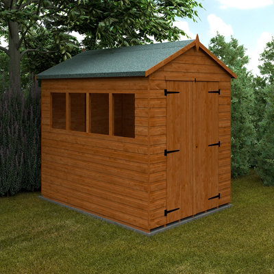 8x6 Workshop 12mm Shed - L235 x W175 x H240.5 cm - Solid Wood/Softwood/Pine - Burnt Orange - 3