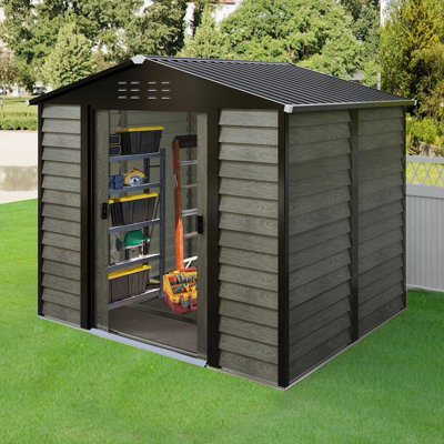 8X6ft Galvanized Metal Garden Shed Outdoor Tool Storage Shed With