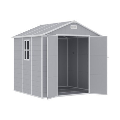 8X6FT GARDEN DURABLE PLASTIC APEX ROOF FURNITURE STORAGE TOOL SHED