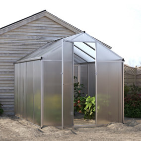8x6ft Sliver Walk in Greenhouse Polycarbonate Greenhouse with Window