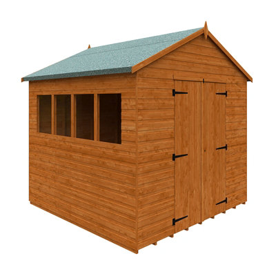 8x8 Workshop 12mm Shed - L235 x W235 x H254.5 cm - Solid Wood/Softwood/Pine - Burnt Orange