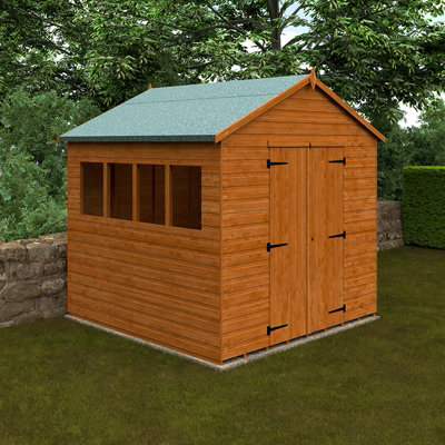 8x8 Workshop 12mm Shed - L235 x W235 x H254.5 cm - Solid Wood/Softwood/Pine - Burnt Orange - 3
