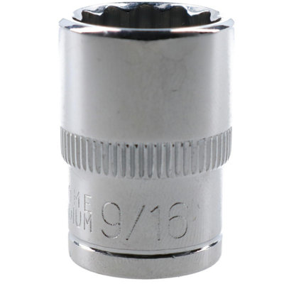 9/16" AF SAE Imperial Socket 3/8" Drive 12 Point Shallow Depth Chrome Vanadium Steel