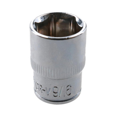 9/16" Imperial 6 Point 3/8" Drive Shallow Socket SAE AF Chrome Vanadium Steel