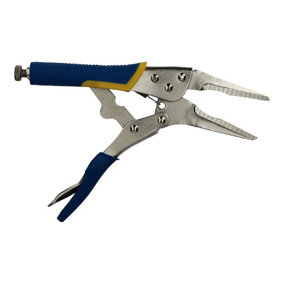 9" / 230mm Straight Long Nose Locking Grip Wrench Pliers with Soft Grip Handles