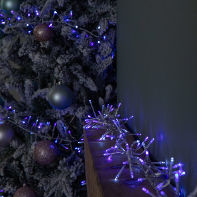 9.3m 720 LED Christmas Cluster String Lights with Timer in Blue, Purple ...