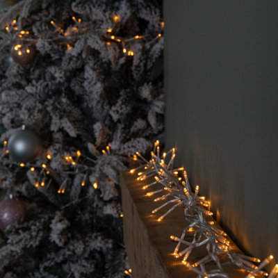 9.3m 720 LED Christmas Cluster String Lights with Timer in Vintage Gold ...
