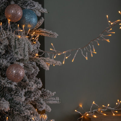 9.3M 720 LED CHRISTMAS CLUSTER STRING LIGHTS WITH TIMER IN VINTAGE GOLD ...
