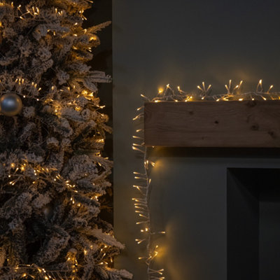 9.3M 720 LED CHRISTMAS CLUSTER STRING LIGHTS WITH TIMER IN VINTAGE GOLD ...