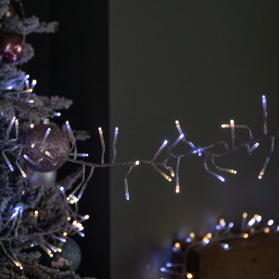 9.3m 720 LED Christmas Cluster String Lights with Timer in White & Warm ...