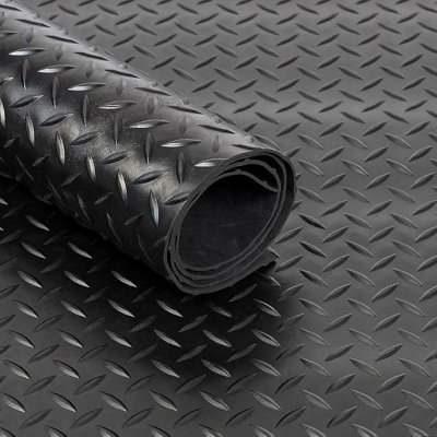 9.5m x 1.2m Diamond Rubber Flooring Matting Roll 3mm Thick Non-Slip Mat ...
