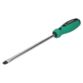 9.5mm x 200mm Slotted Flat Headed Screwdriver with Magnetic Tip Rubber Handle