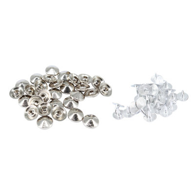9.5mm x 5mm Cone Studs with Back Pin, Low Elevation Brass Leather Rivet, Silver - 100pcs