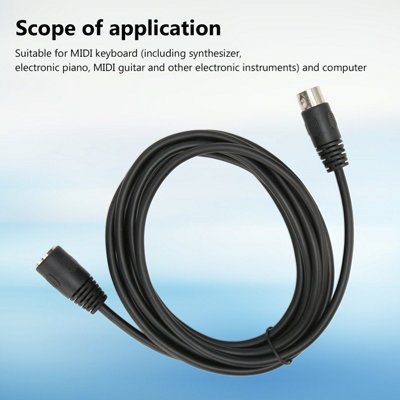 9.8ft 5-Pin MIDI Keyboard Extension Cable-Reliable DIN Male to Female ...