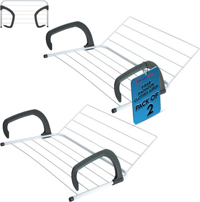 9 Bar Radiator Clothes Airer 2 Pack Foldable Clothes Drying Rack Folds ...