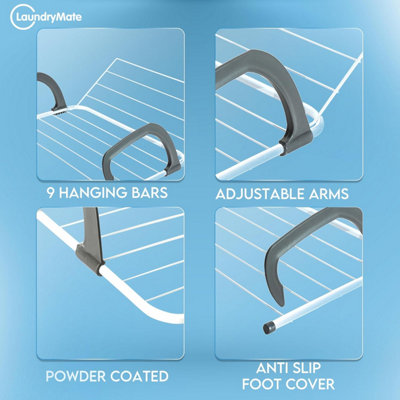 9 Bar Radiator Clothes Airer 2 Pack Foldable Clothes Drying Rack Folds ...