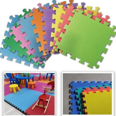9 Colourful Interlocking Soft and Thick EVA Foam Cushiony Activity Play ...