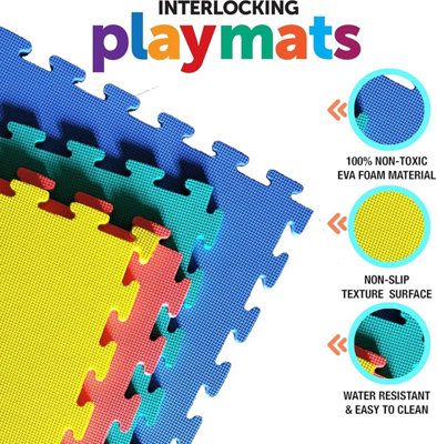 9 Colourful Interlocking Soft and Thick EVA Foam Cushiony Activity Play ...